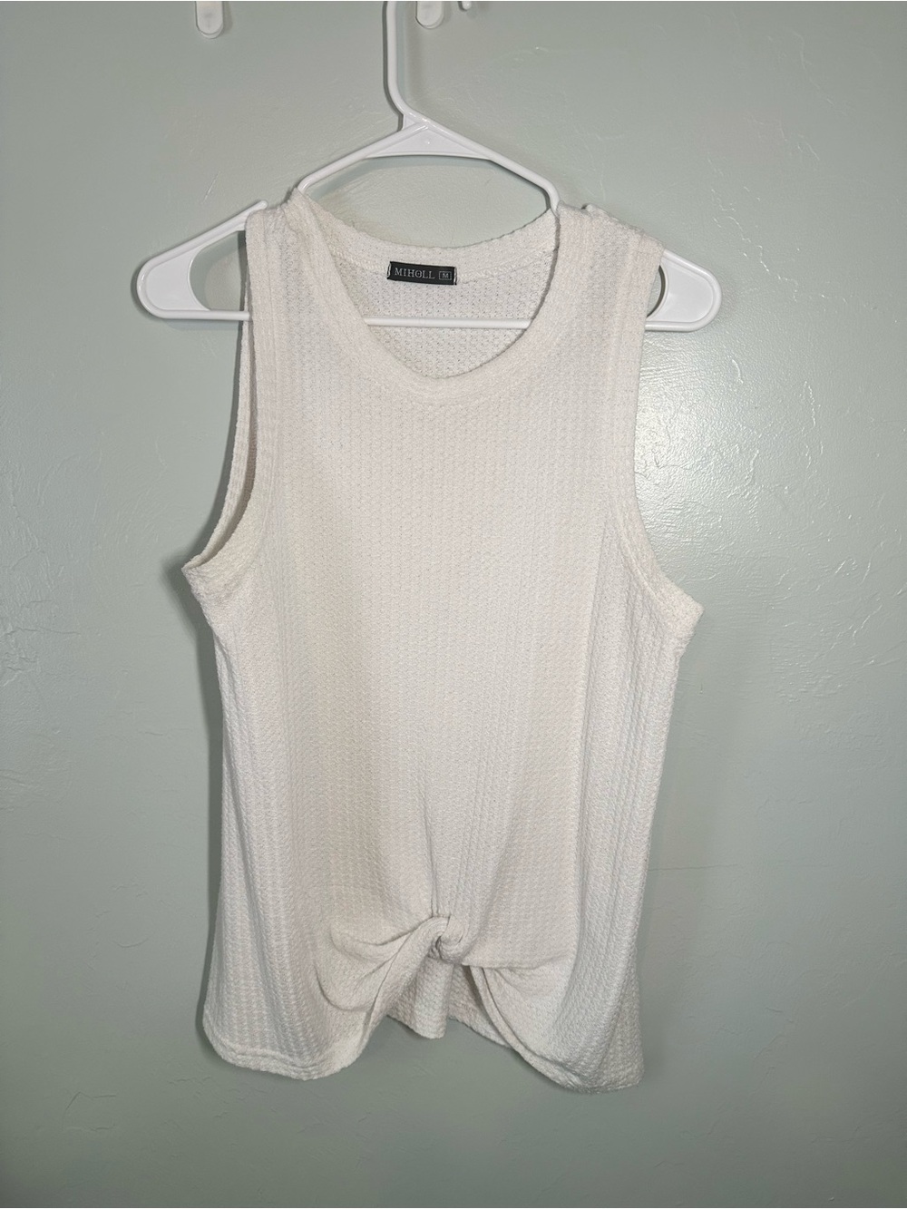 Miholl Ivory Knit Tank with Front Knot